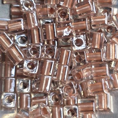 SB4-2602: Miyuki Metallic Copper Lined Crystal - 4mm Square/Cube Beads