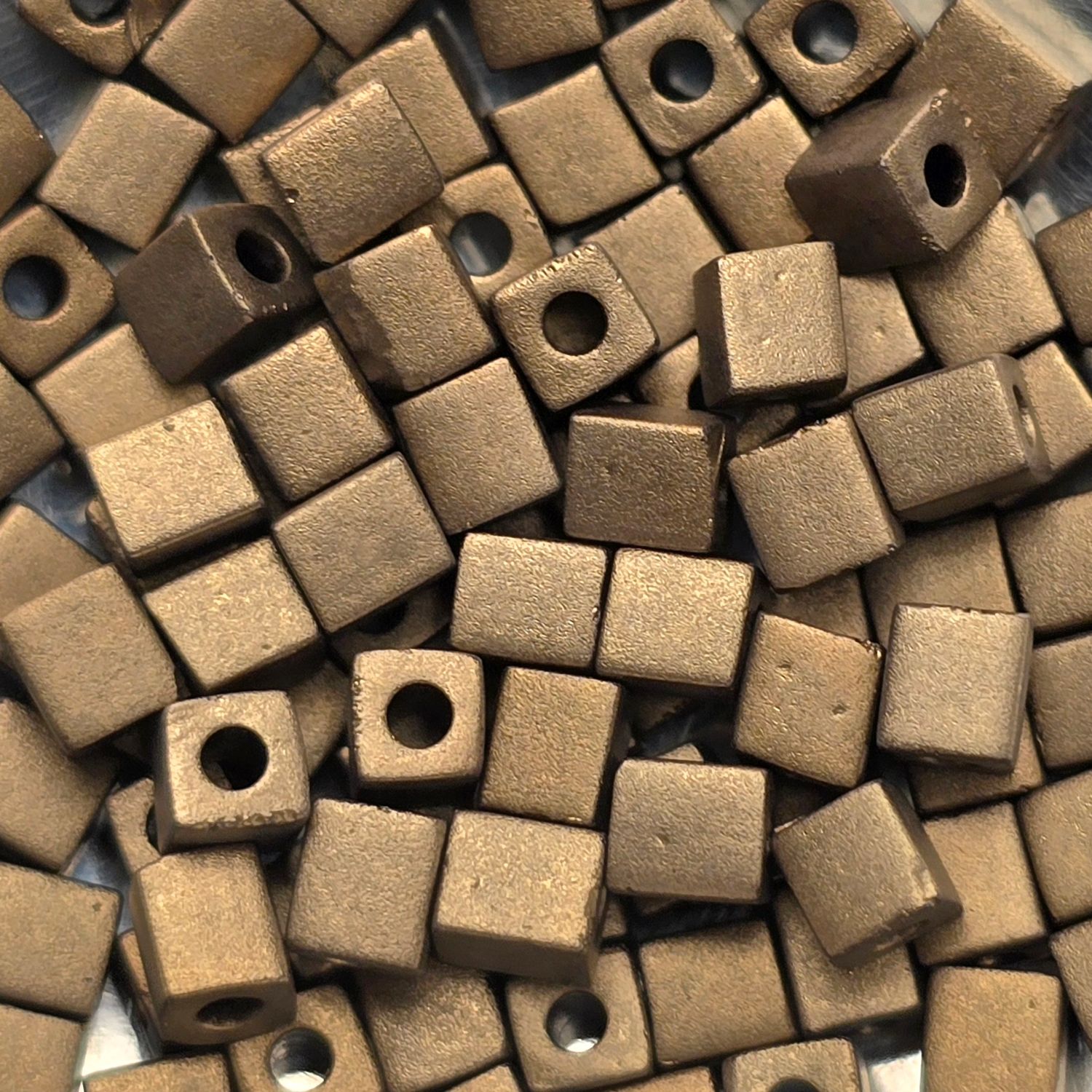 SB4-2006: Miyuki Matte Dark Bronze - 4mm Square/Cube Beads