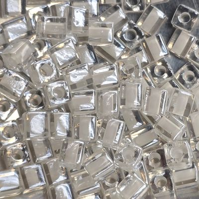 SB4-1104: Miyuki White Lined Crystal - 4mm Square/Cube Beads