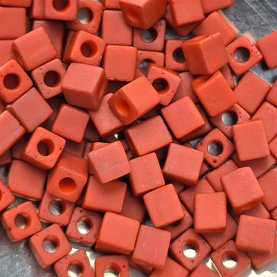 SB4-1236: Miyuki Matte Terracotta - 4mm Square/Cube Beads