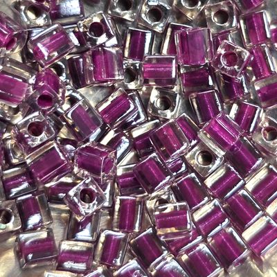 SB4-243: Miyuki Purple Lined Crystal - 4mm Square/Cube Beads