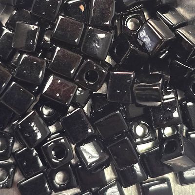 SB4-401: Miyuki Opaque Black - 4mm Square/Cube Beads