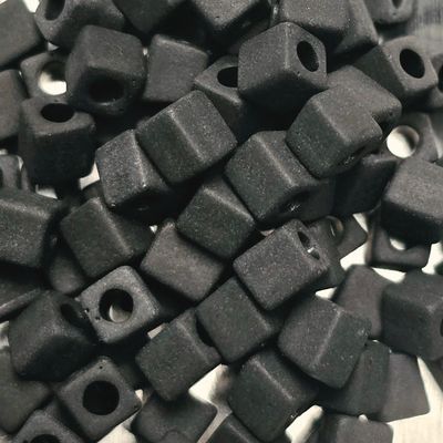 SB4-401F: Miyuki Matte Black - 4mm Square/Cube Beads