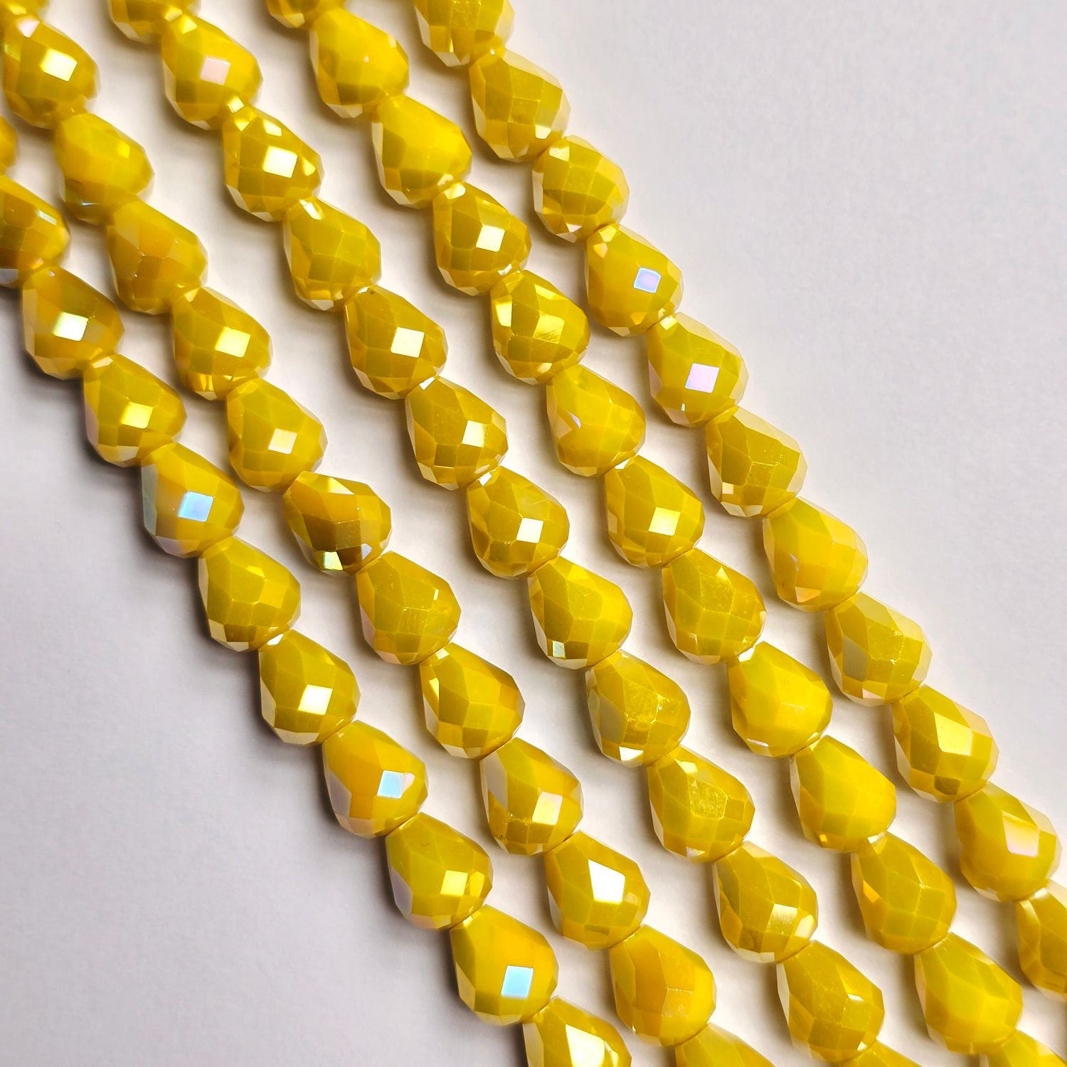 10x8mm Crystal Drop Beads: Yello Jade AB *Top/Bottom Drilled*