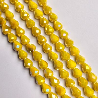 10x8mm Crystal Drop Beads: Yello Jade AB *Top/Bottom Drilled*