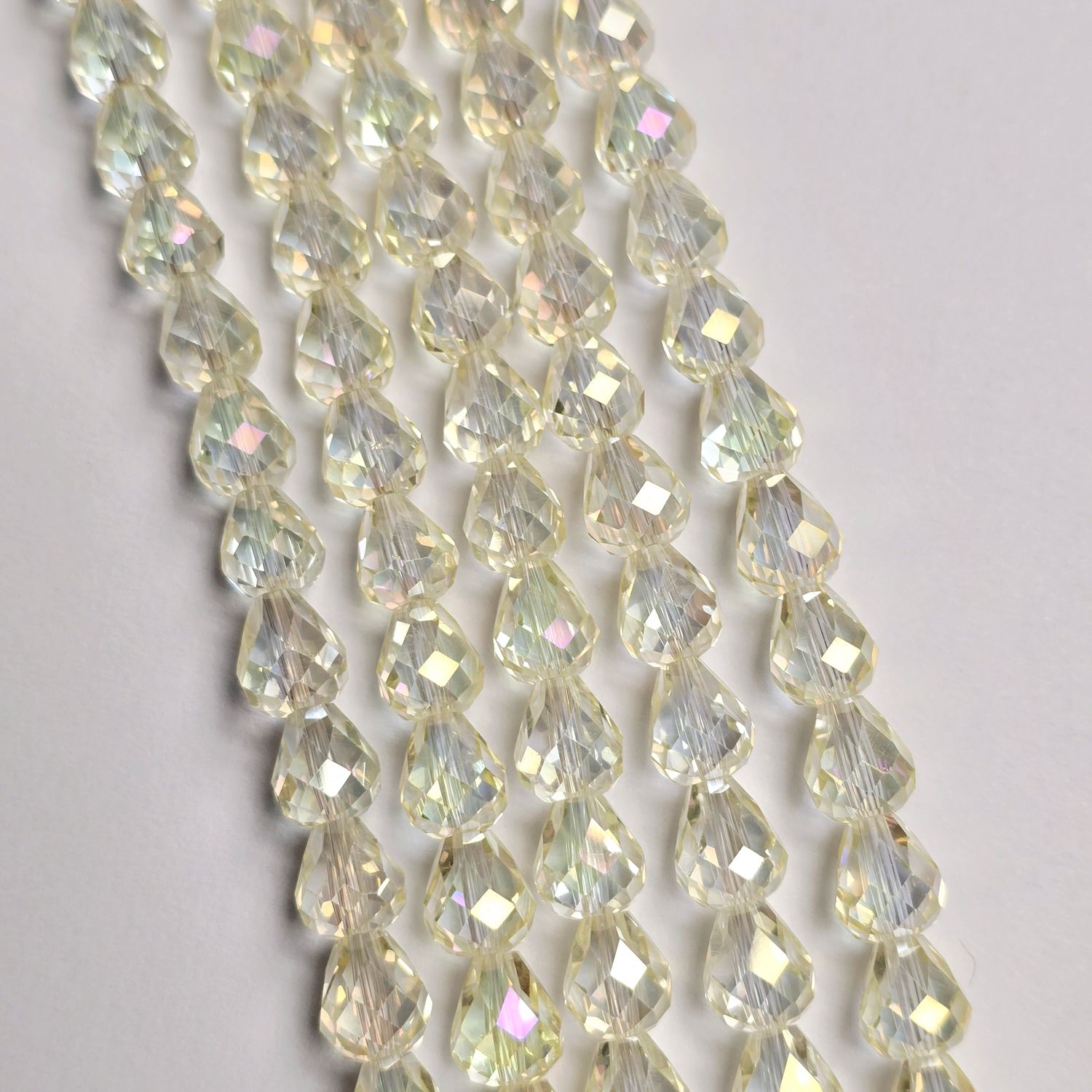10x8mm Crystal Drop Beads: Light Magic Gold *Top/Bottom Drilled*