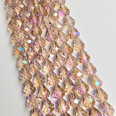 10x8mm Crystal Drop Beads: Light Peach Purple AB  *Top/Bottom Drilled*