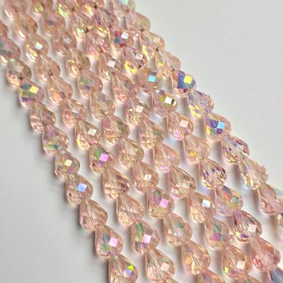 10x8mm Crystal Drop Beads: Peach Super AB *Top /Bottom Drilled*