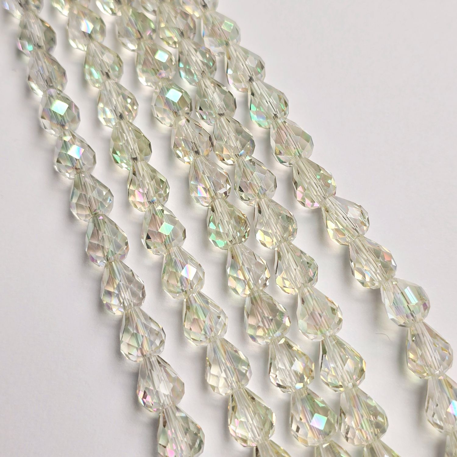 10x8mm Crystal Drop Beads: Light Magic Green *Top/Bottom Drilled*