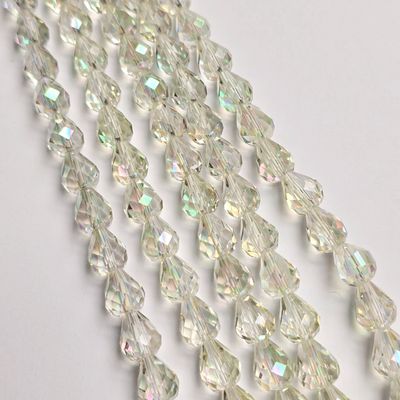 10x8mm Crystal Drop Beads: Light Magic Green *Top/Bottom Drilled*