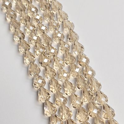 10x8mm Crystal Drop Beads: Silver Champagne Top to Bottom Drilled Beads