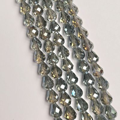10x8mm Crystal Drop Beads: Crystal Light Olivine Blue *Top/Bottom Drilled*