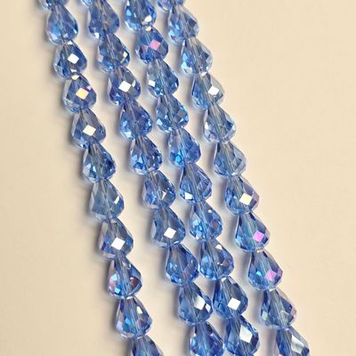 10x8mm Crystal Drop Beads: Light Sapphire AB *Top/Bottom Drilled*