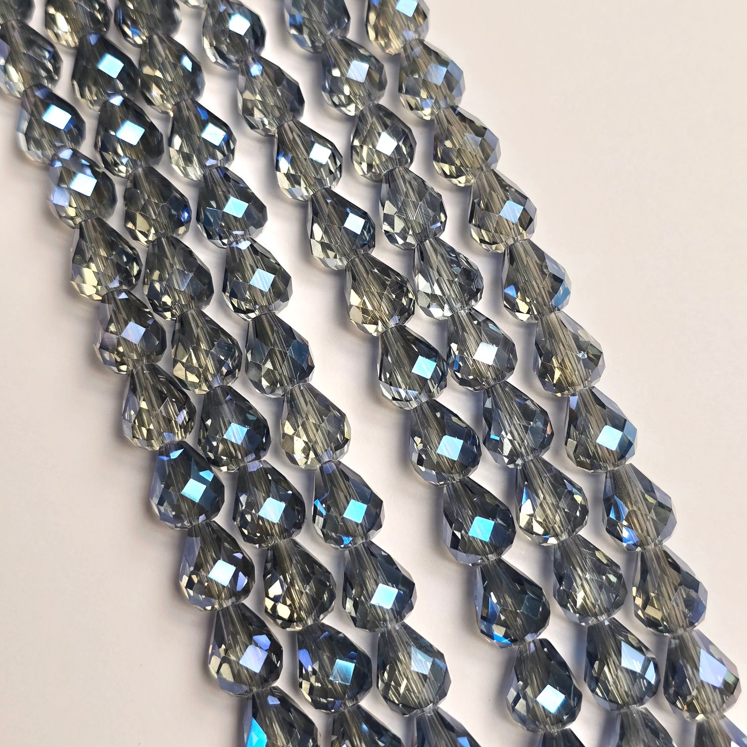 10x8mm Crystal Drop Beads: Magic Blue AB *Top/Bottom Drilled*
