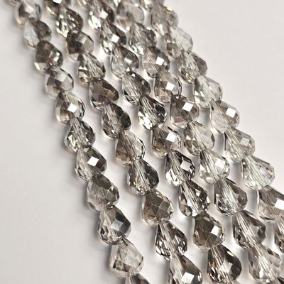 10x8mm Crystal Drop Beads: Silver Grey *Top/Bottom Drilled*