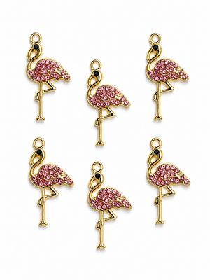 Flamingo Charms w/ Rhinestones 10pack: Gold