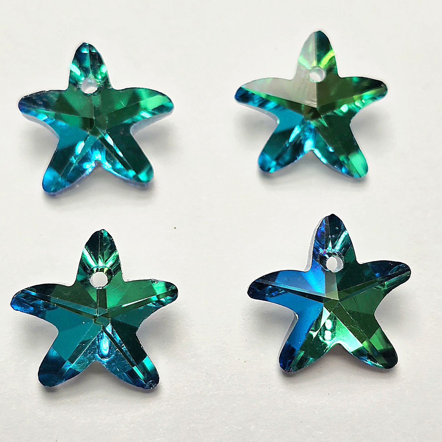 Starfish Crystal Pendants 14mm: Blue-Green