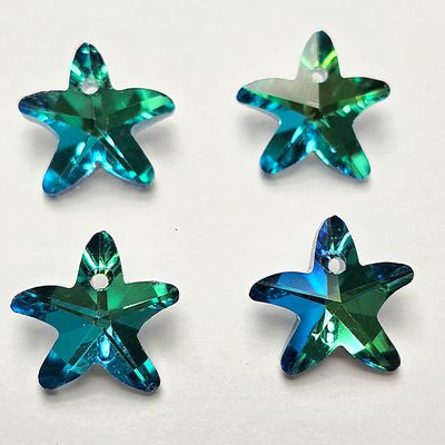 Starfish Crystal Pendants 14mm: Blue-Green