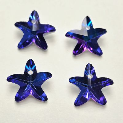 Starfish Crystal Pendants 14mm: Purple-Blue