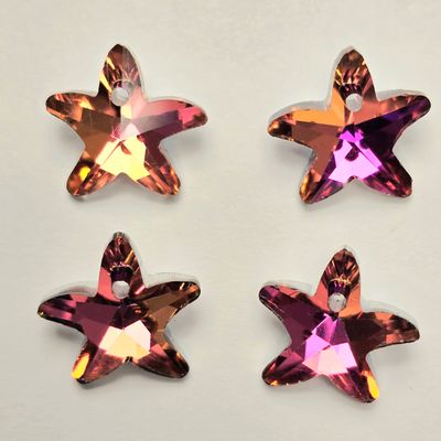 Starfish Crystal Pendants 14mm: Pink-Orange