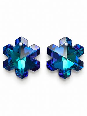 Snowflake Crystal Pendants 20mm: Bermuda Blue