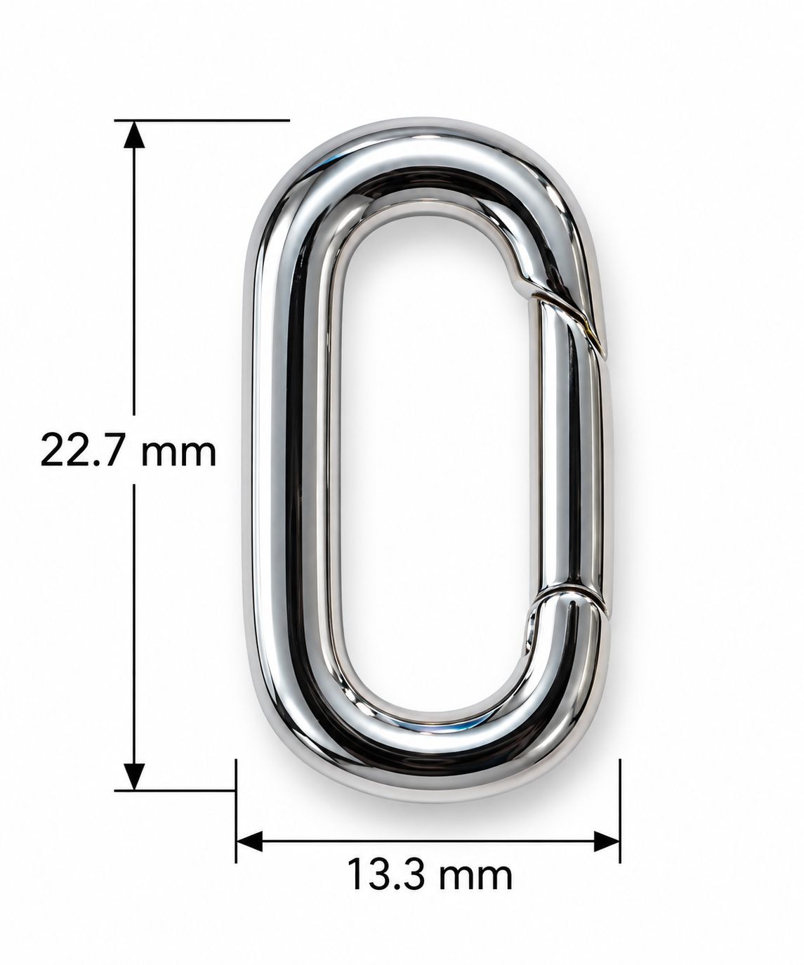 Carabiner Clasp 22.7x13.3mm: Silver Plated
