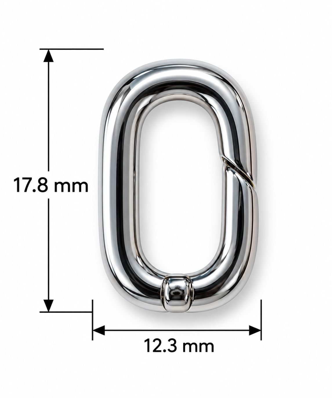 Carabiner Clasp 17.8x12.3mm: Silver Plated