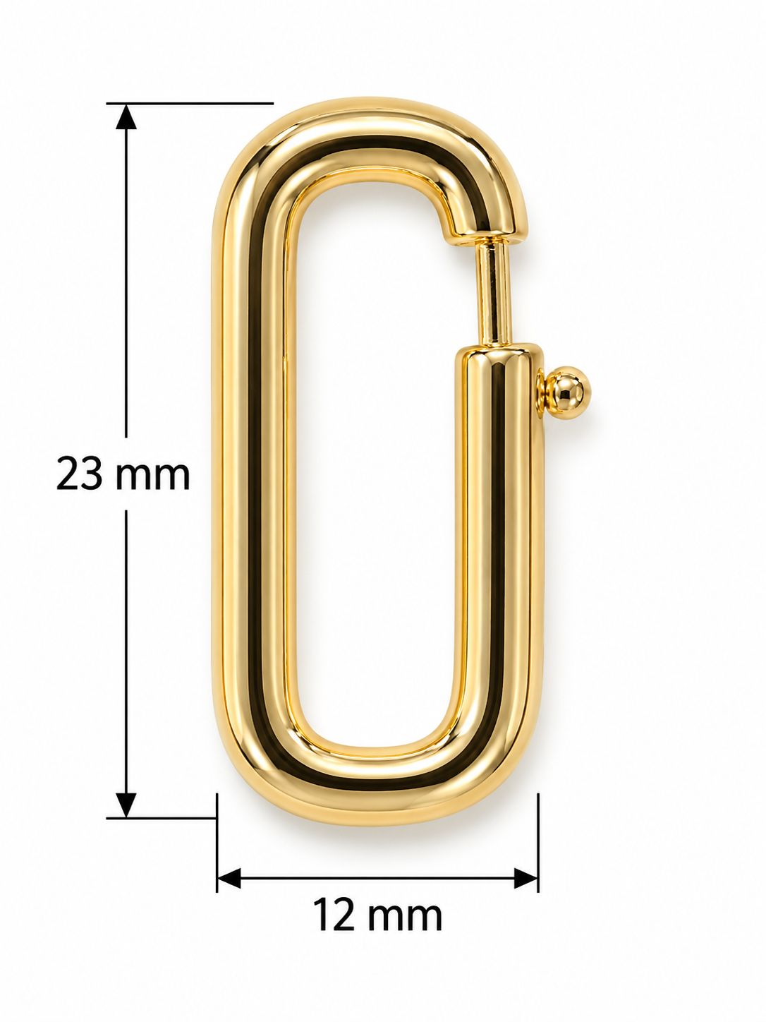 Oval Push-Gate Clasp 23x12: Gold Plated