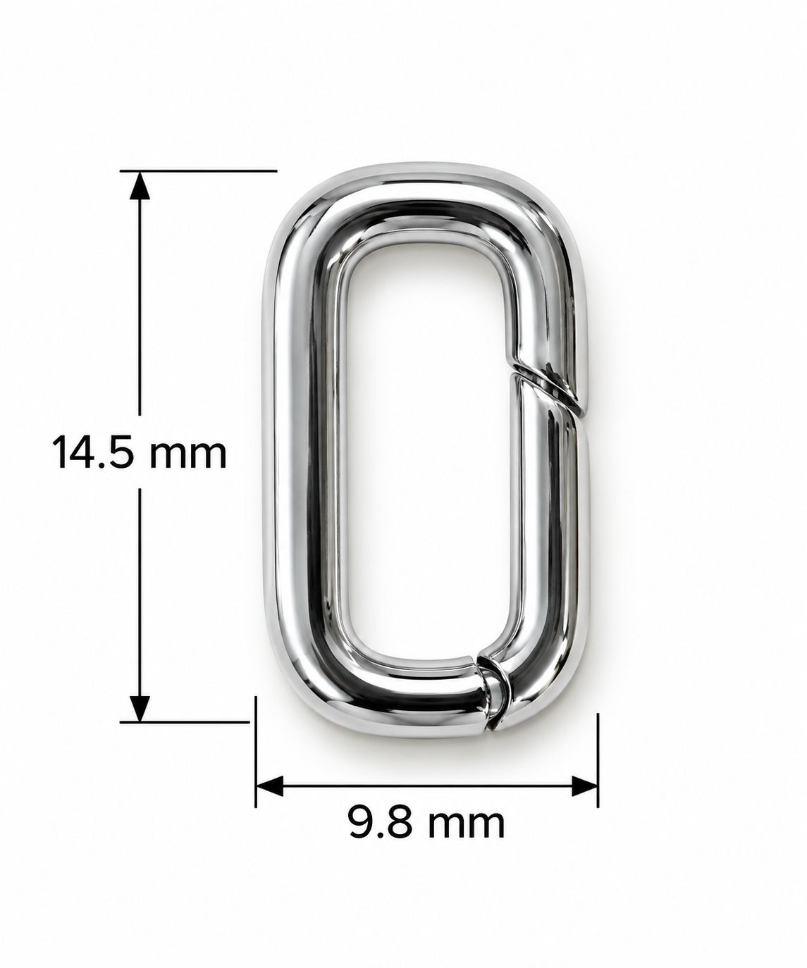 Carabiner Clasp 14.5x9.8mm: Silver Plated