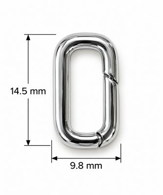 Carabiner Clasp 14.5x9.8mm: Silver Plated