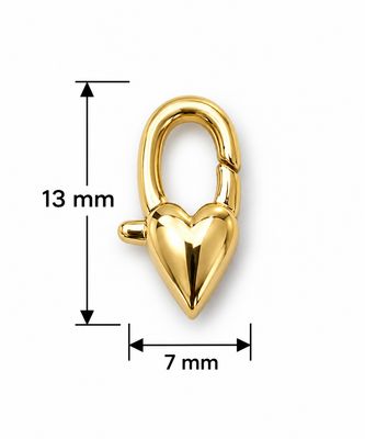 Lobster Claw Clasp Heart 13x8mm: 18kt Gold Plated