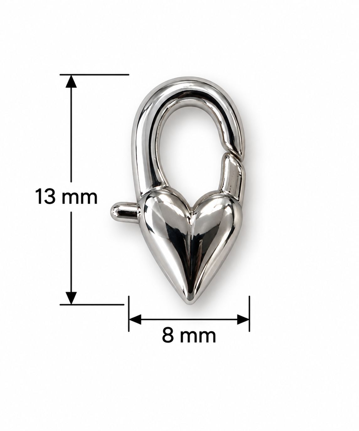 Lobster Claw Clasp Heart 13x8mm: Rhodium Plated Lobster Claw Clasp Heart 13x8mm: Rhodium Plated