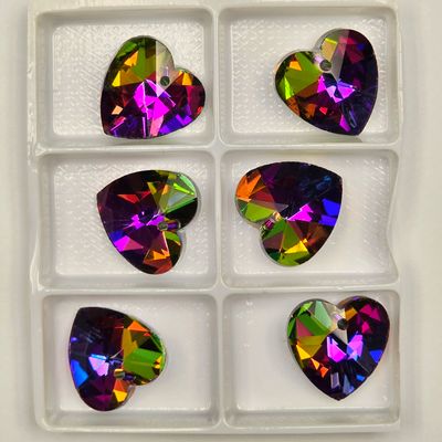 Heart Crystal Pendants 18mm: Medium Vitrail