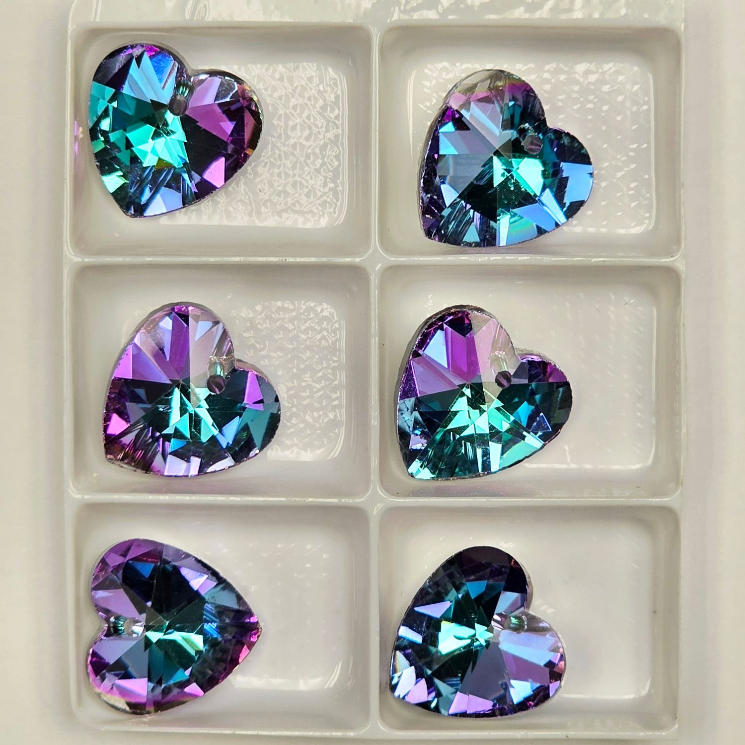 Heart Crystal Pendants 18mm: Light Vitrail
