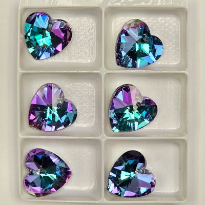 Heart Crystal Pendants 18mm: Light Vitrail