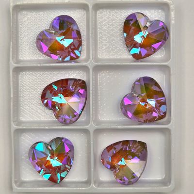 Heart Crystal Pendants 18mm: Phatom Purple
