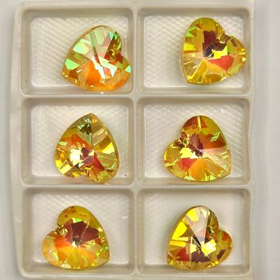 Heart Crystal Pendants 18mm: Sunshine