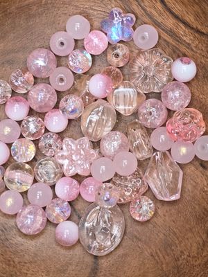 Glass Bead Mix 50 Grams: Pink