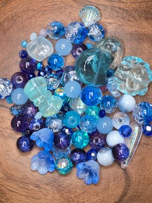 Glass Bead Mix 50 Grams: Blue