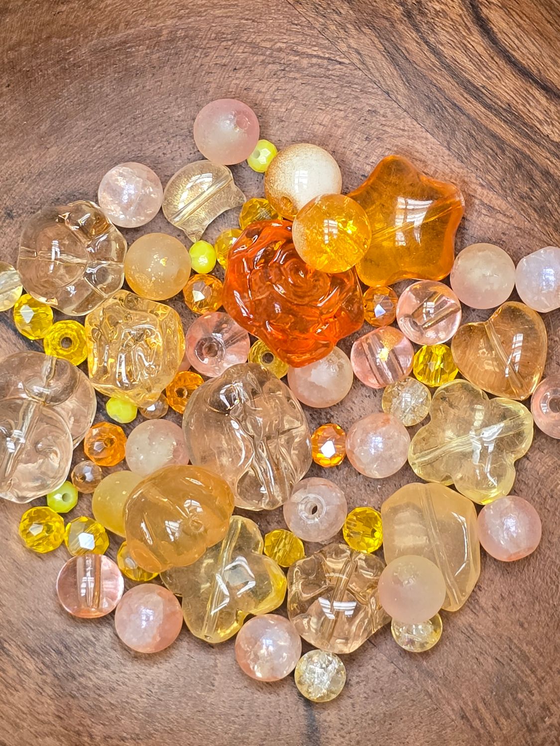 Glass Bead Mix 50 Grams: Yellow/Orange