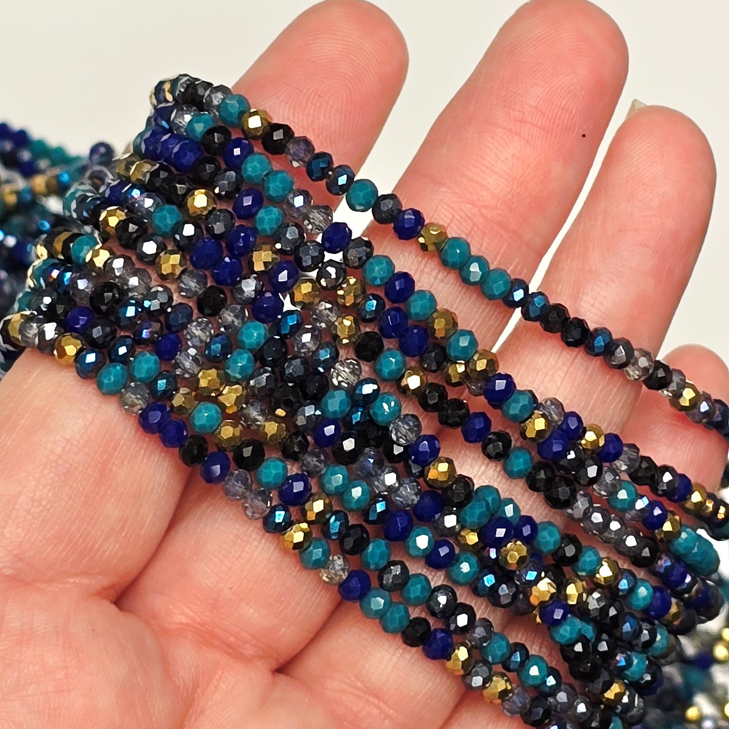 3mm Crystal Rondelle: Dark Blue Mix