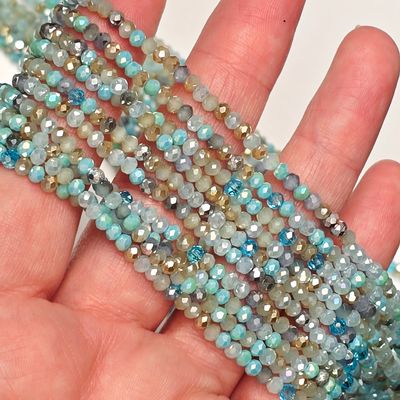 3mm Crystal Rondelle: Teal Mix