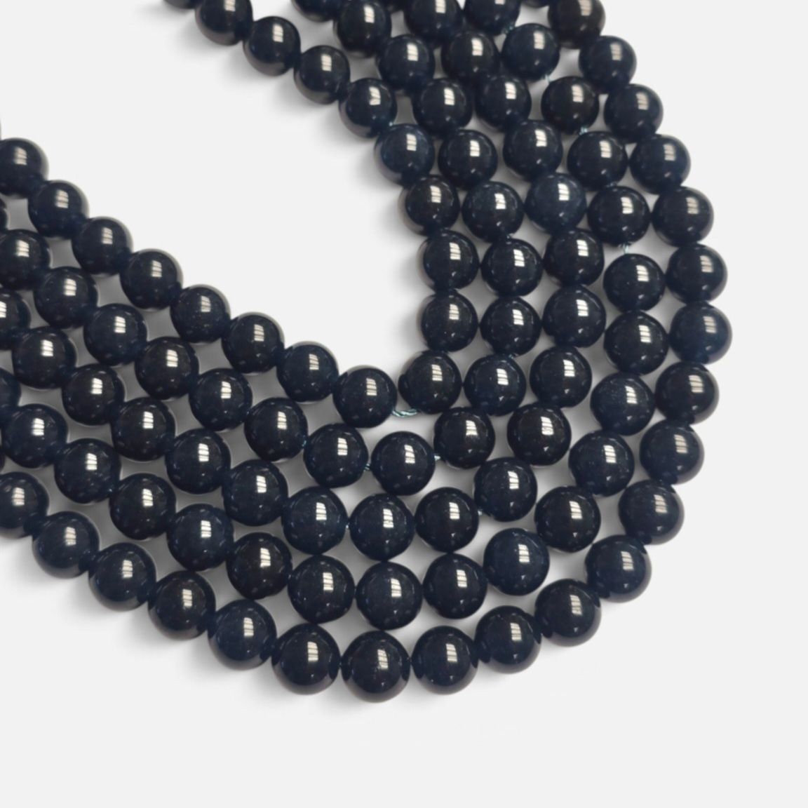 8mm Jade Gemstone Beads - Dark Navy Blue