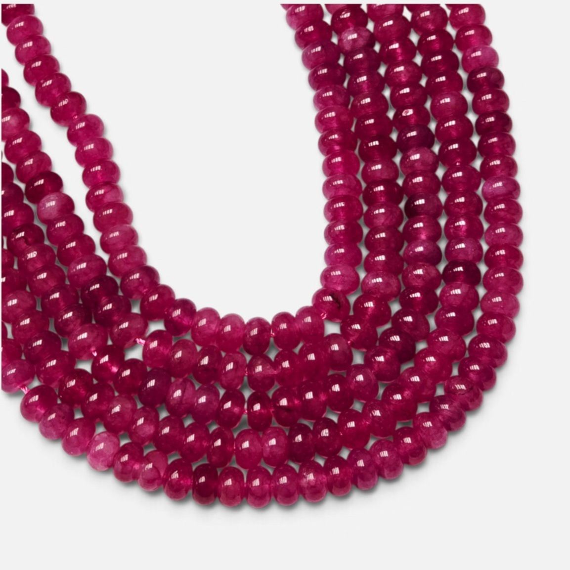 8x5mm Rondelle Gemstone Beads - Fuschia Jade