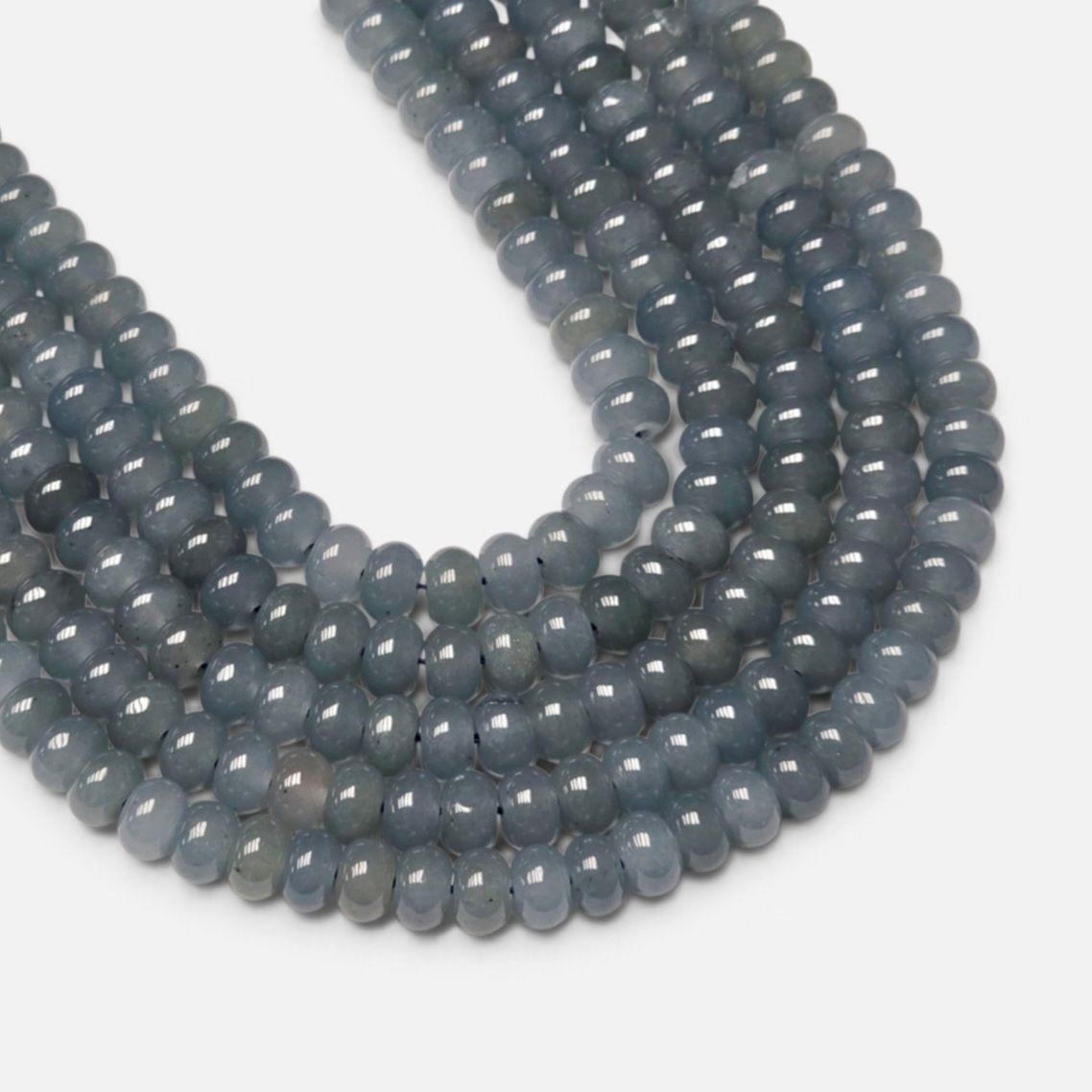 8x5mm Rondelle Gemstone Beads - Dusty Demium Blue Jade