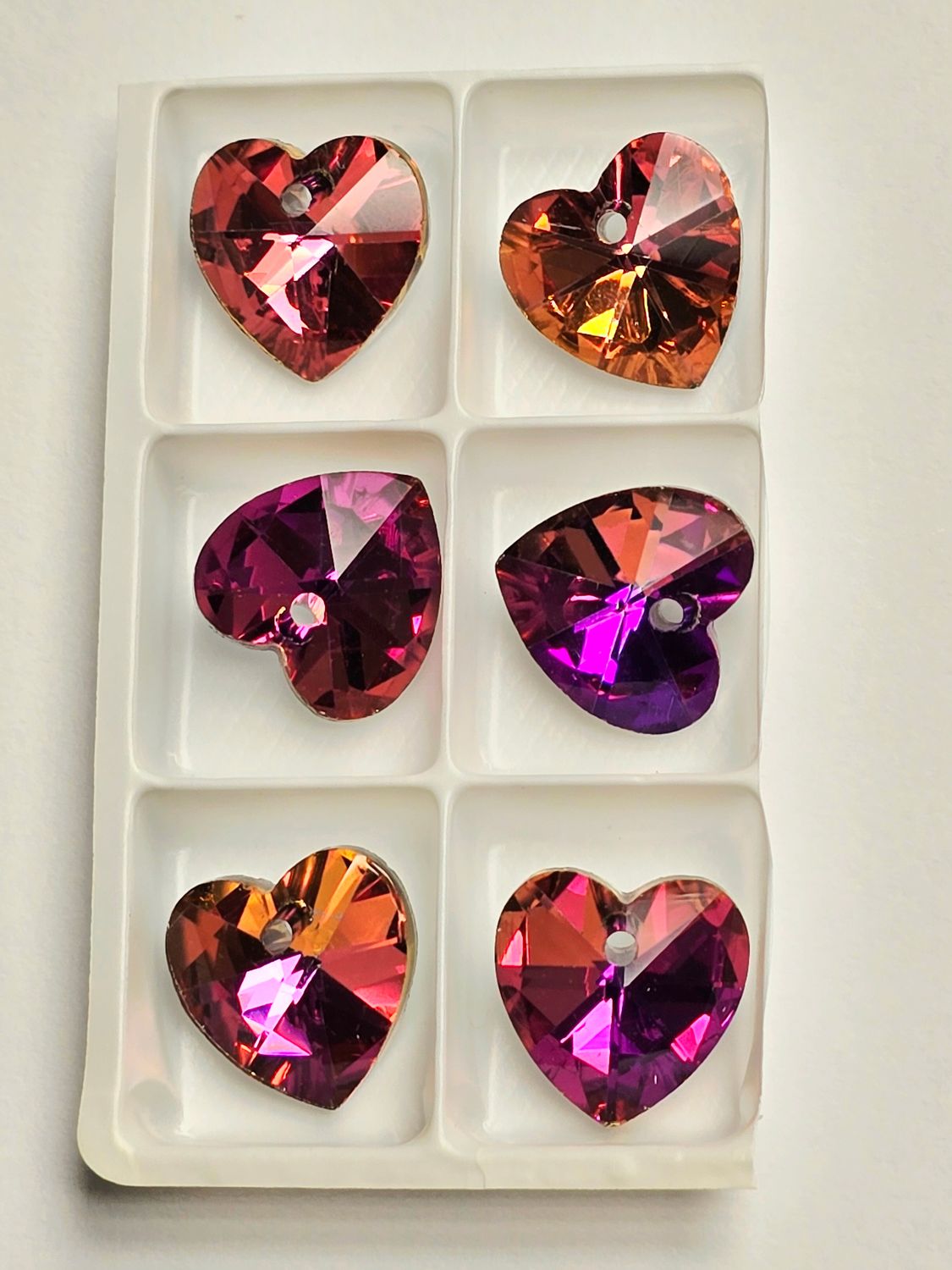 Heart Crystal Pendants 14mm: Pink-Orange