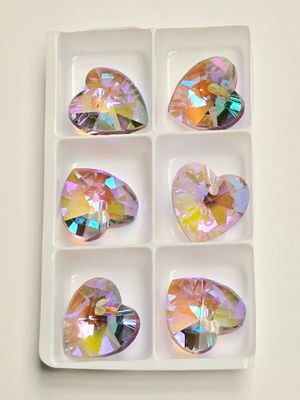 Heart Crystal Pendants 14mm: Phantom Lavender