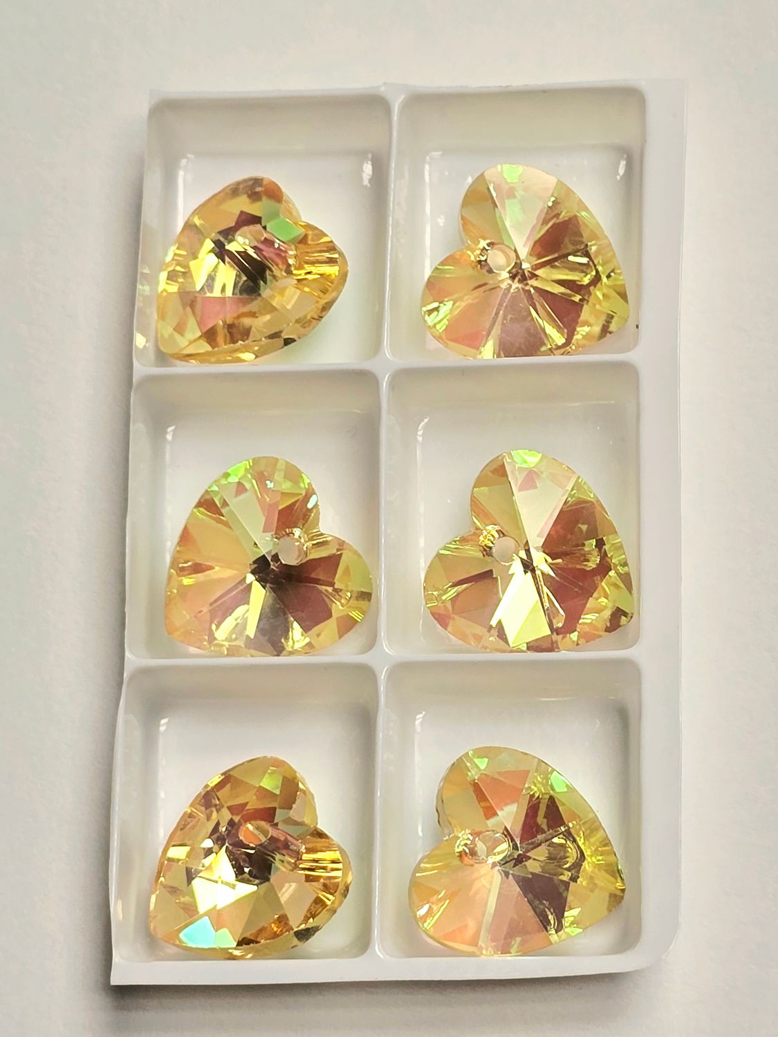 Heart Crystal Pendants 14mm: Sunshine