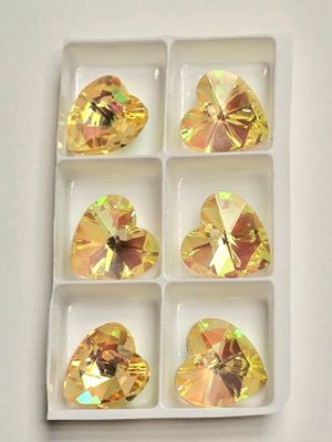 Heart Crystal Pendants 14mm: Sunshine