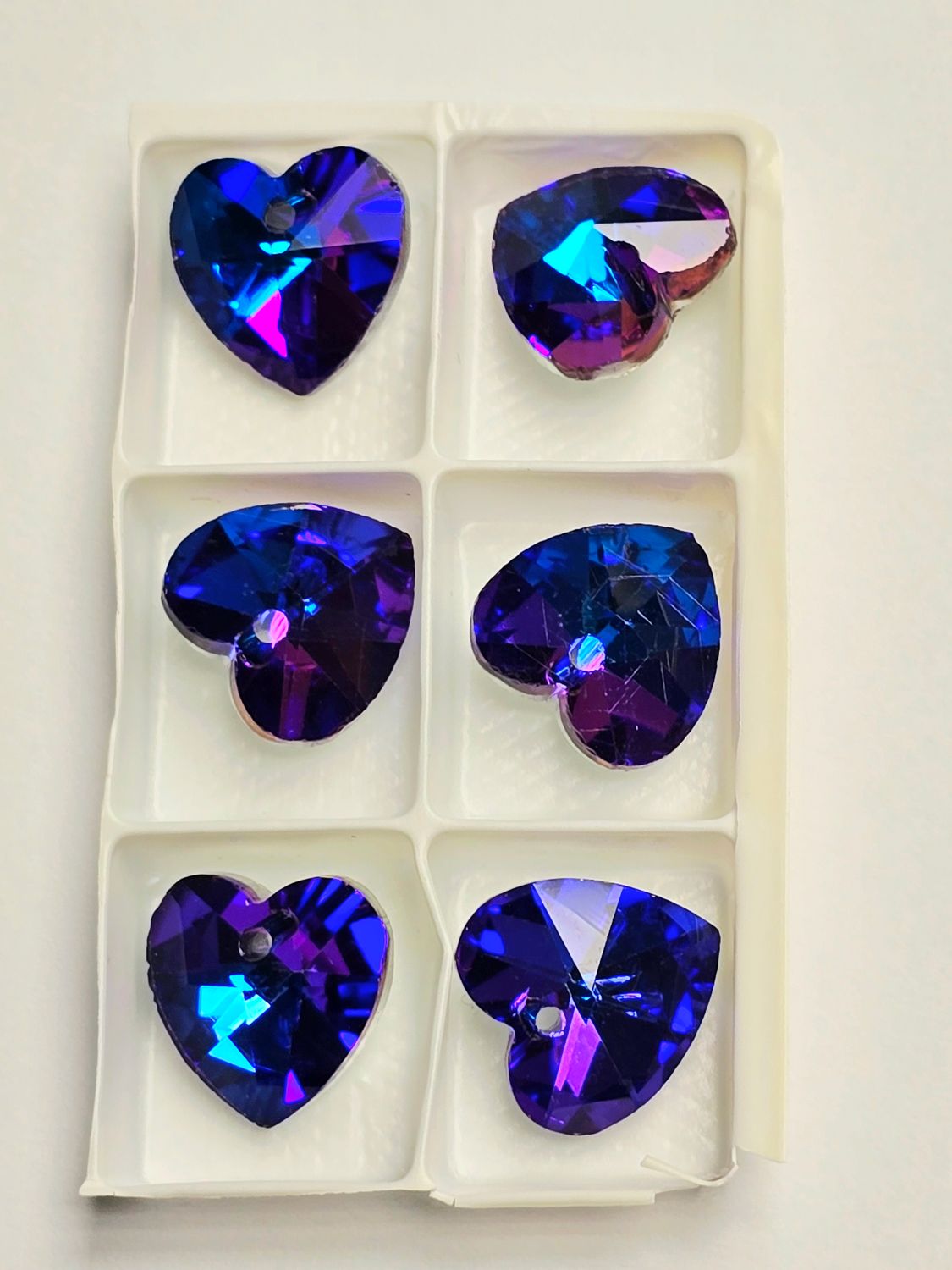 Heart Crystal Pendants 14mm: Purple-Blue-Pink